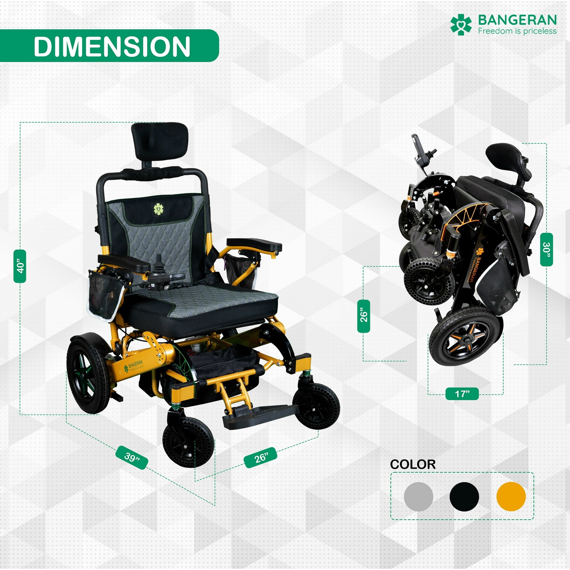 Mammoth EX 22" Electric Adult Wheelchair  AR Gold