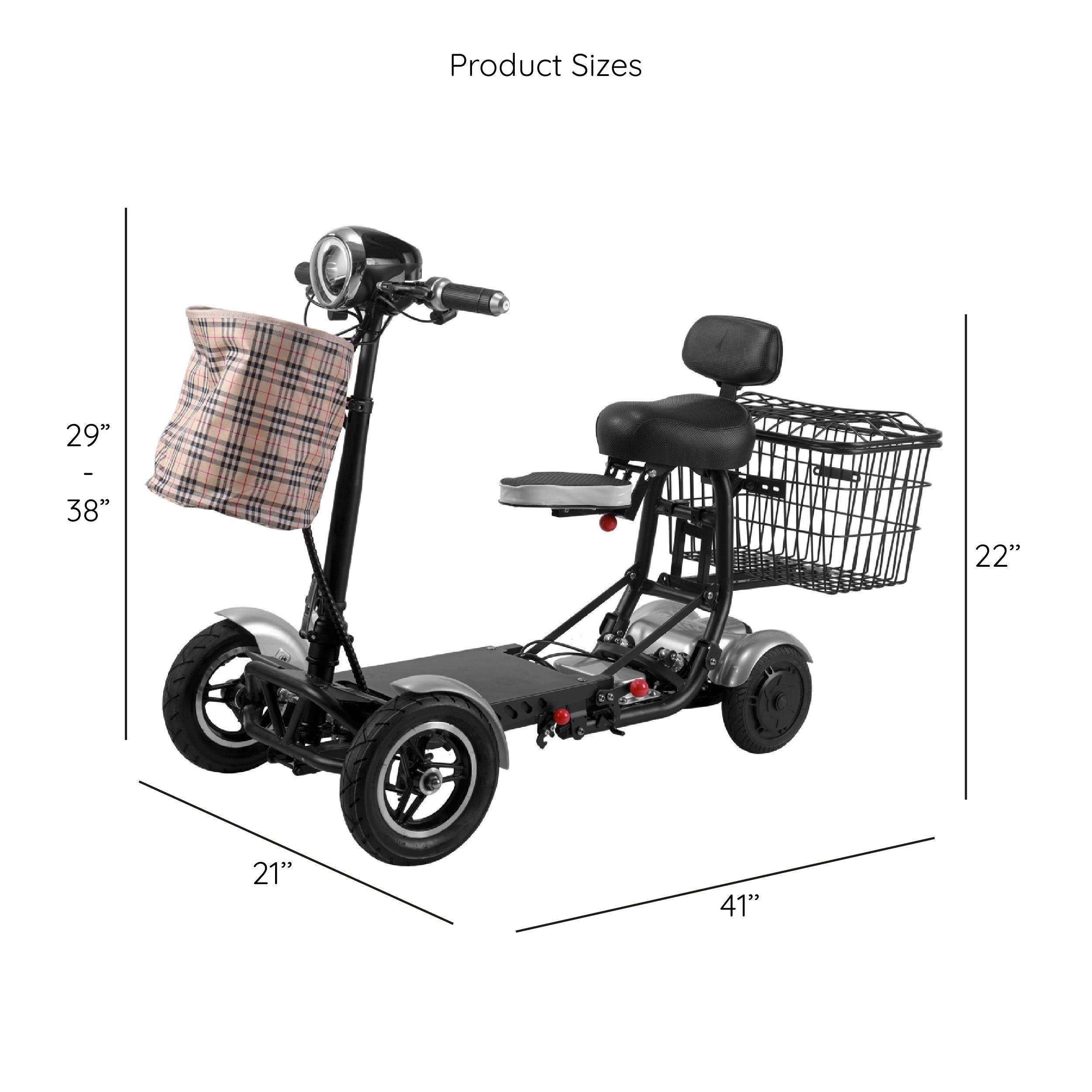 4 Wheel Electric Battery Power Scooter, All Terrain Collapsable Lightweight, Size: 12 Miles, Red